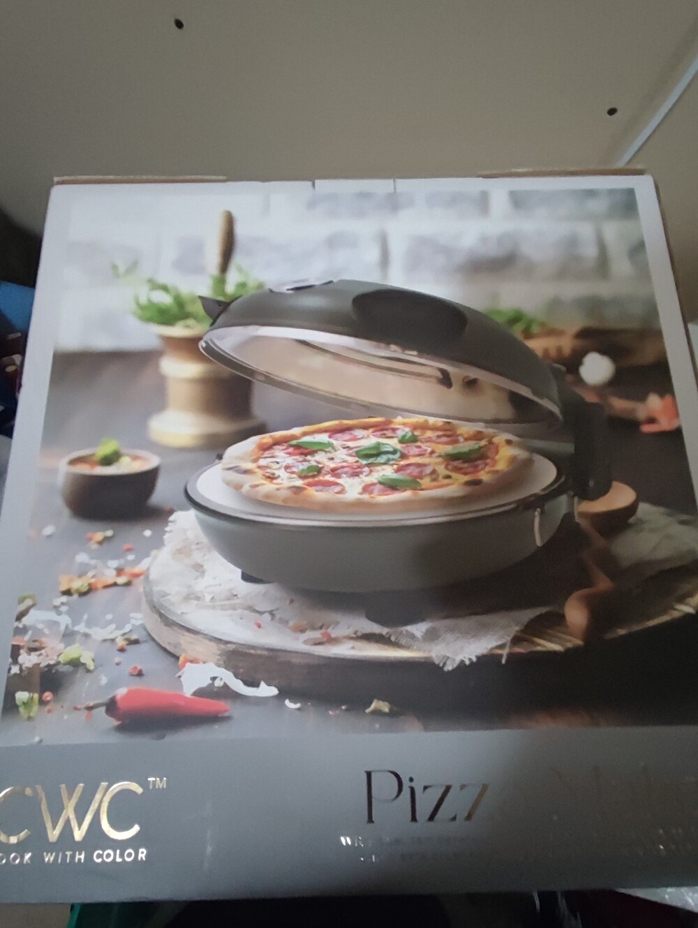 CWC Gray and White Pizza Maker - Compact Countertop Oven